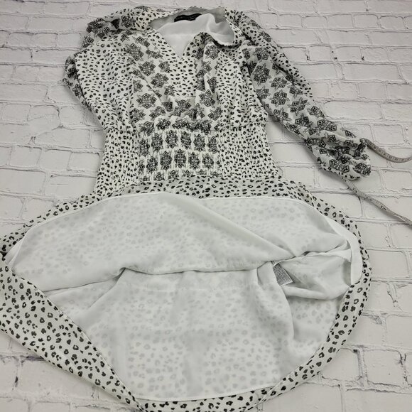 White House Black Market Mixed Print Tiered Blouson Dress size XXS - Picture 9 of 12